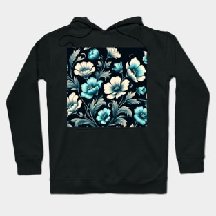 Sky Blue Floral Illustration Hoodie